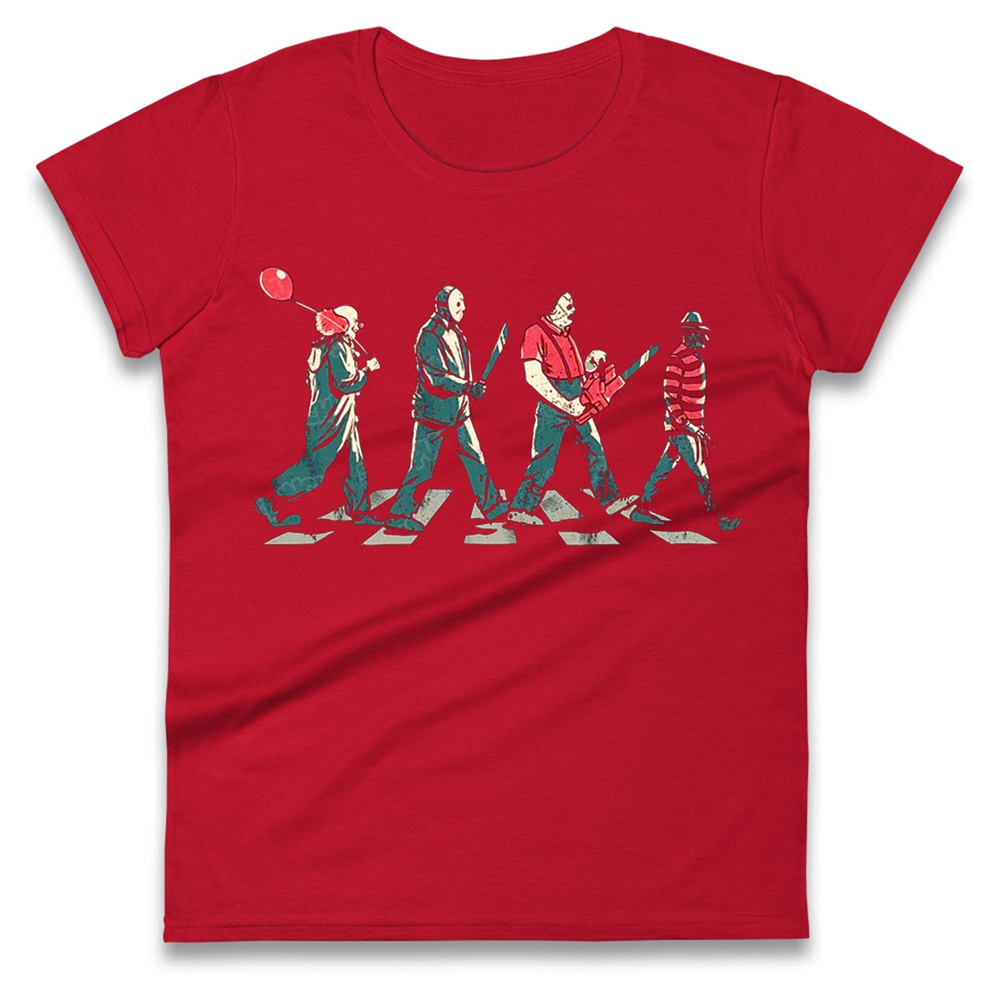 Horror Characters Friends Spoof Halloween Womens t shirt