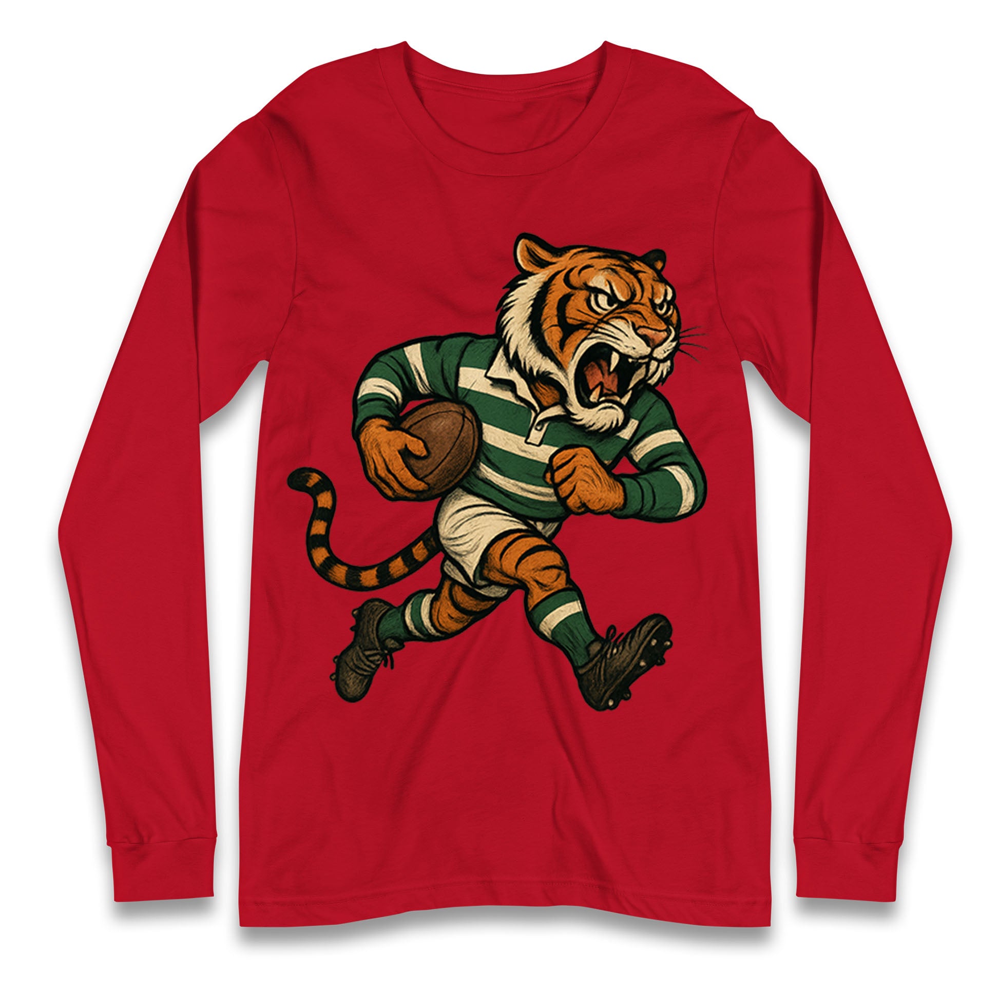 Retro Leicester Tigers Rugby Union Longsleeve T Shirt