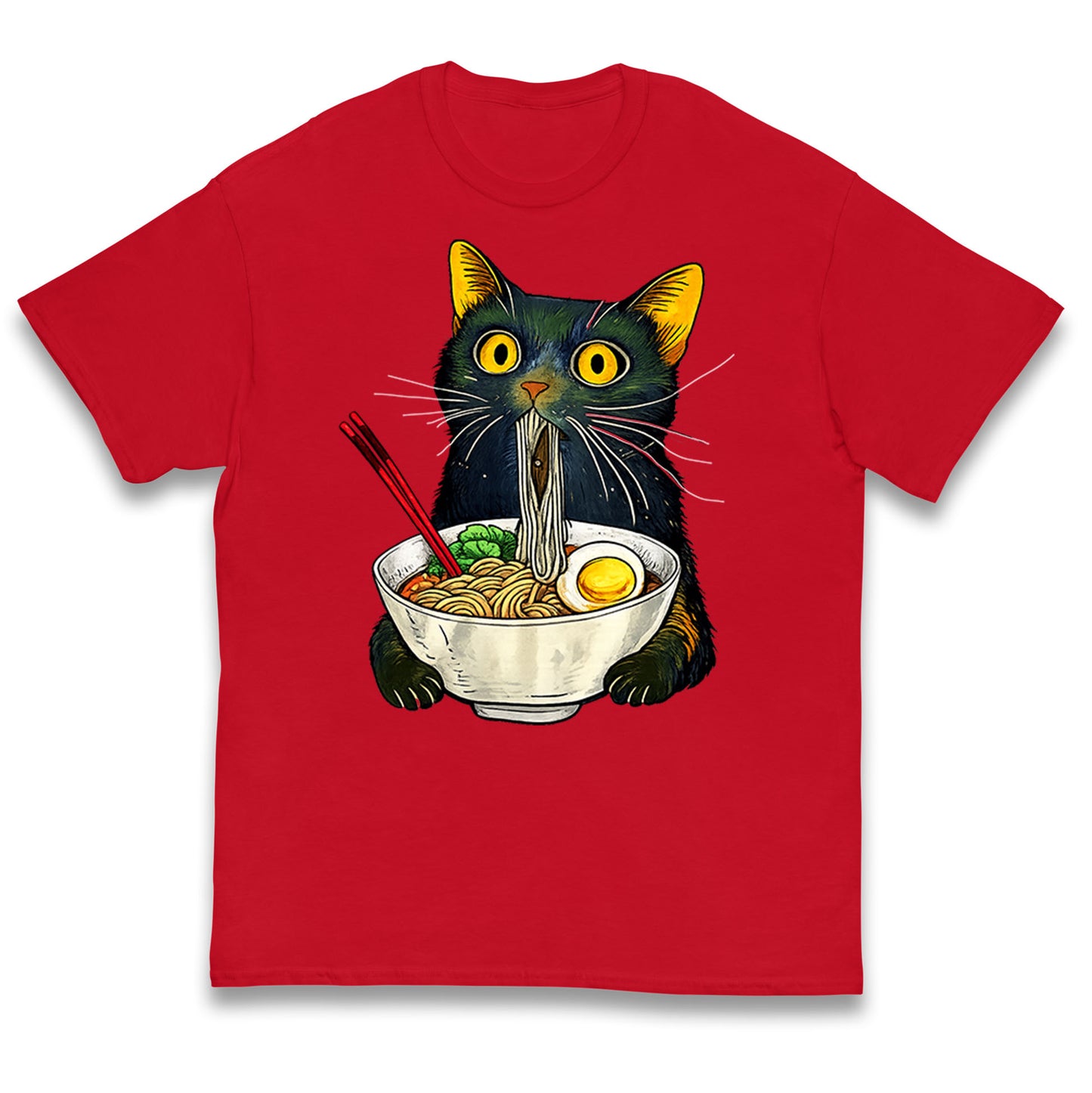 Ramen Noodle Black Cat Foodie Lover Meme Kids T Shirt
