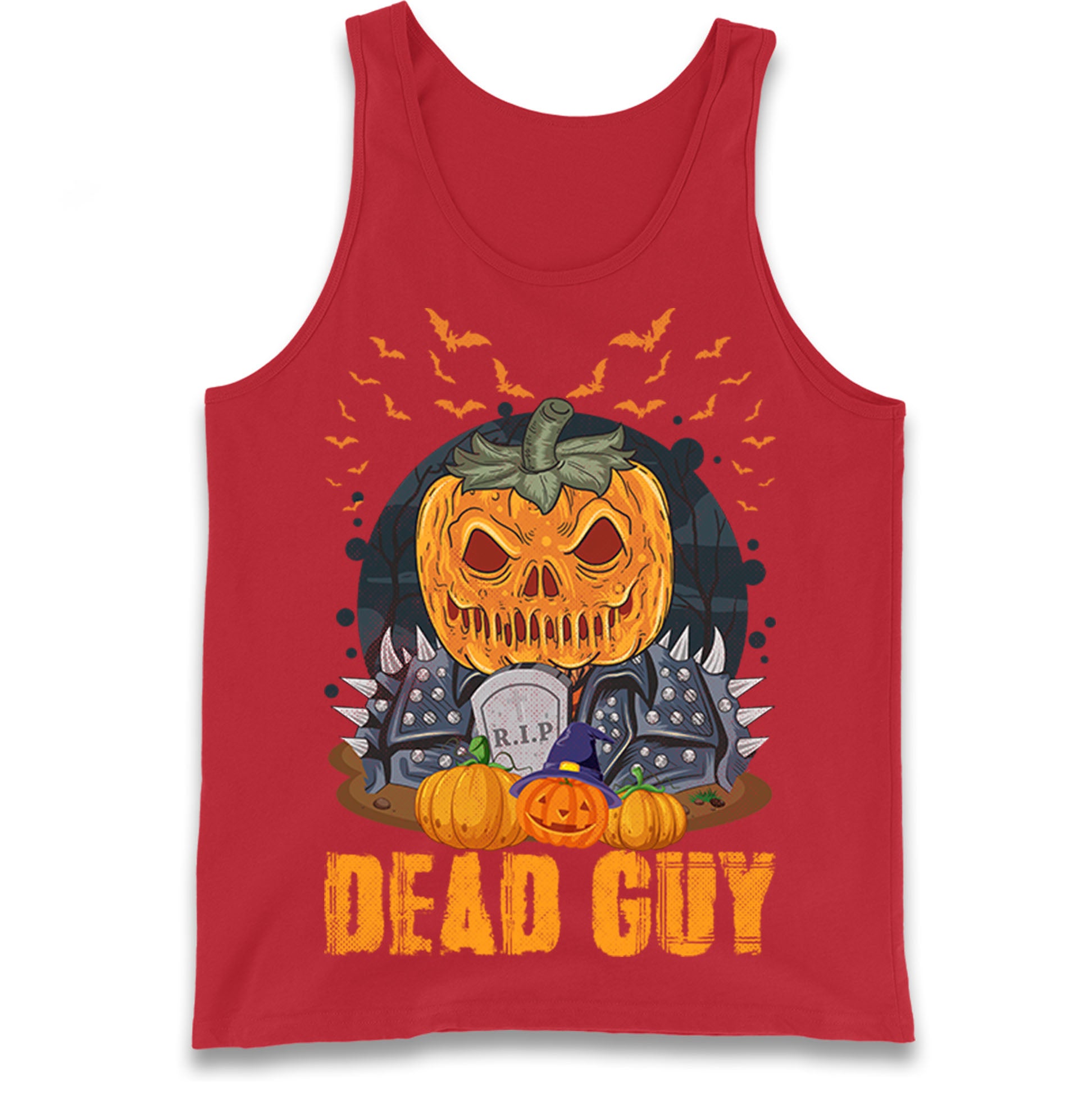 Scary Pumpkin Dead Guy Tank Top
