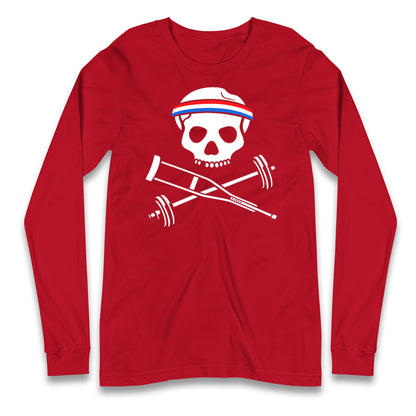 Johnny Knoxville Crutch Barbell and Bones Longsleeve T Shirt