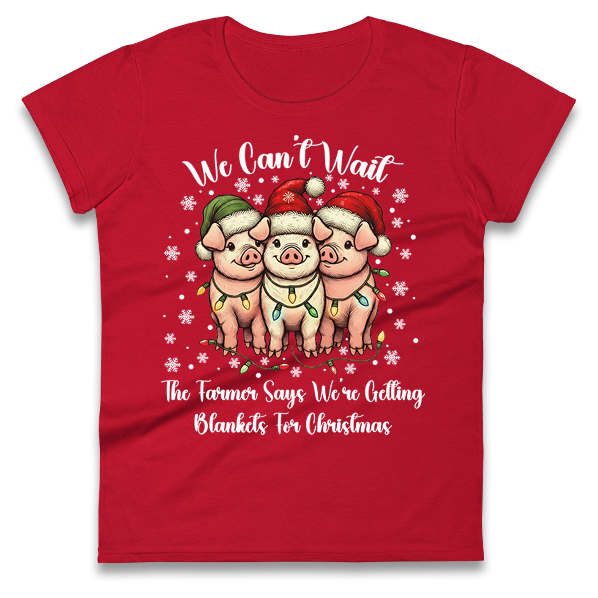Three Pigs Christmas Ladies T Shirt