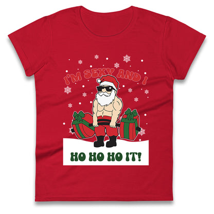 Santa Claus Ho Ho Ho Ladies T Shirt
