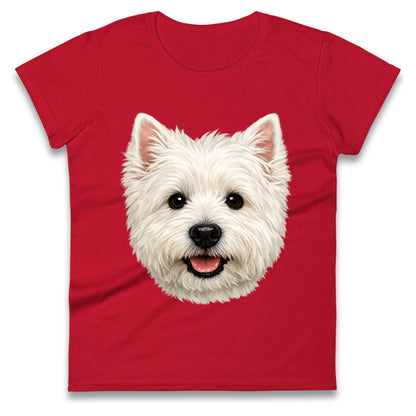West Highland White Terrier Dog Face Ladies T Shirt