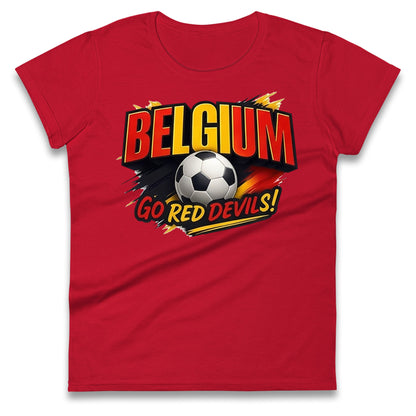 Belgium Retro Football Ladies T Shirt