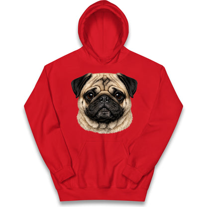 Pug Dog Face Kids Hoodie
