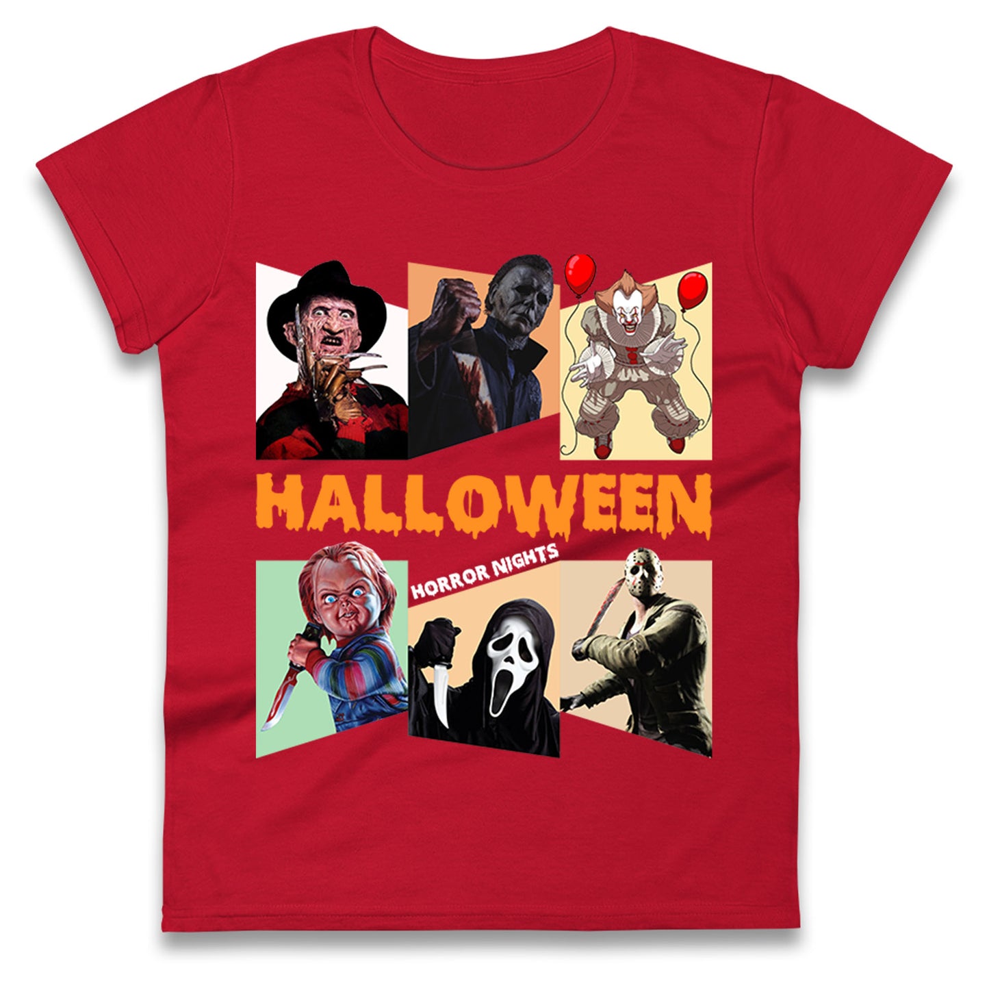 Horror Characters Halloween Horror Nights Womens t shirts