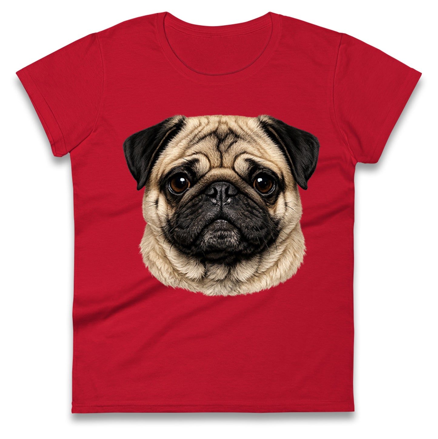 Pug Dog Face Ladies T Shirt