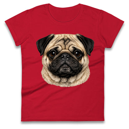Pug Dog Face Ladies T Shirt