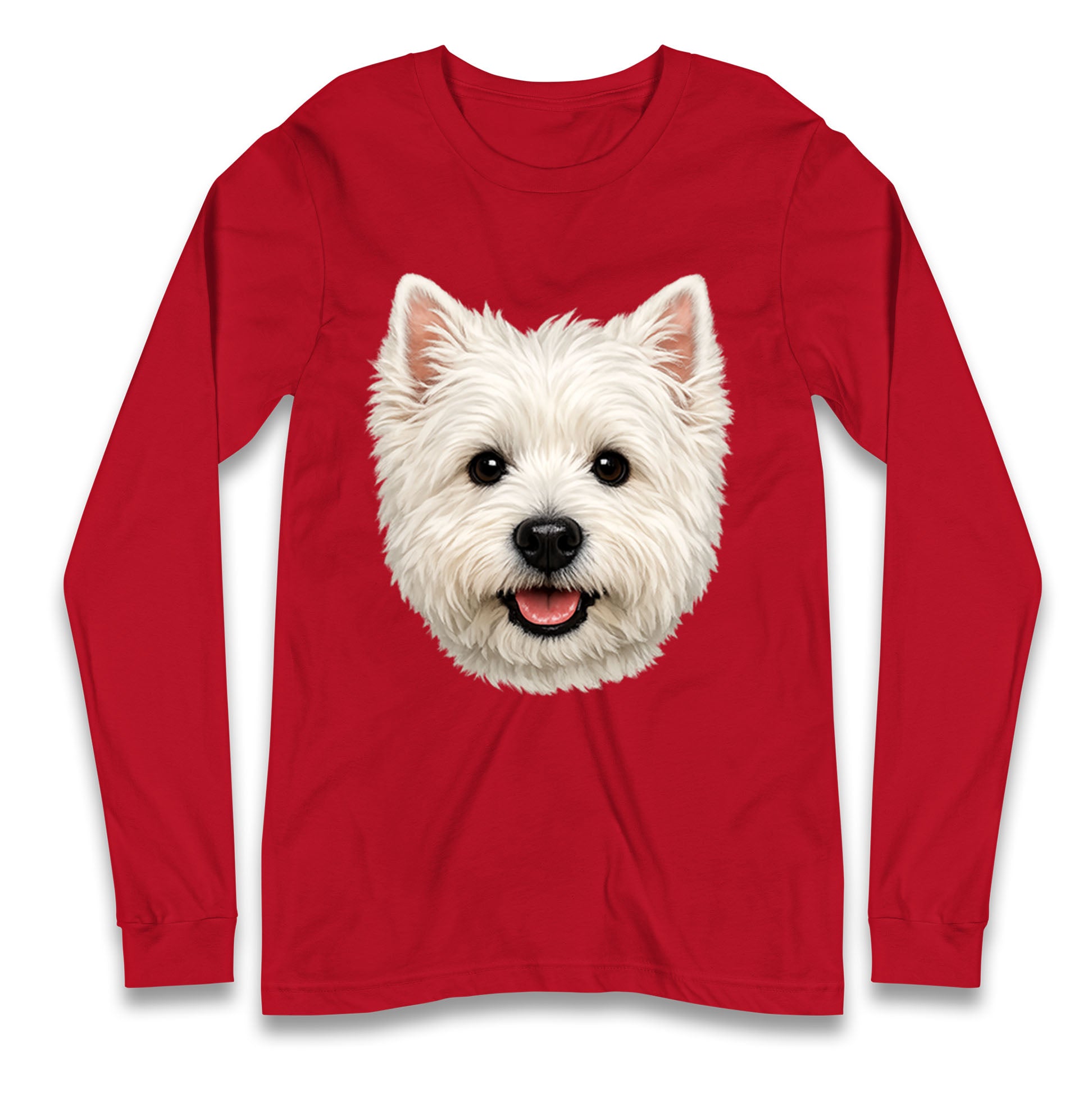 West Highland White Terrier Dog Face Longsleeve T Shirt