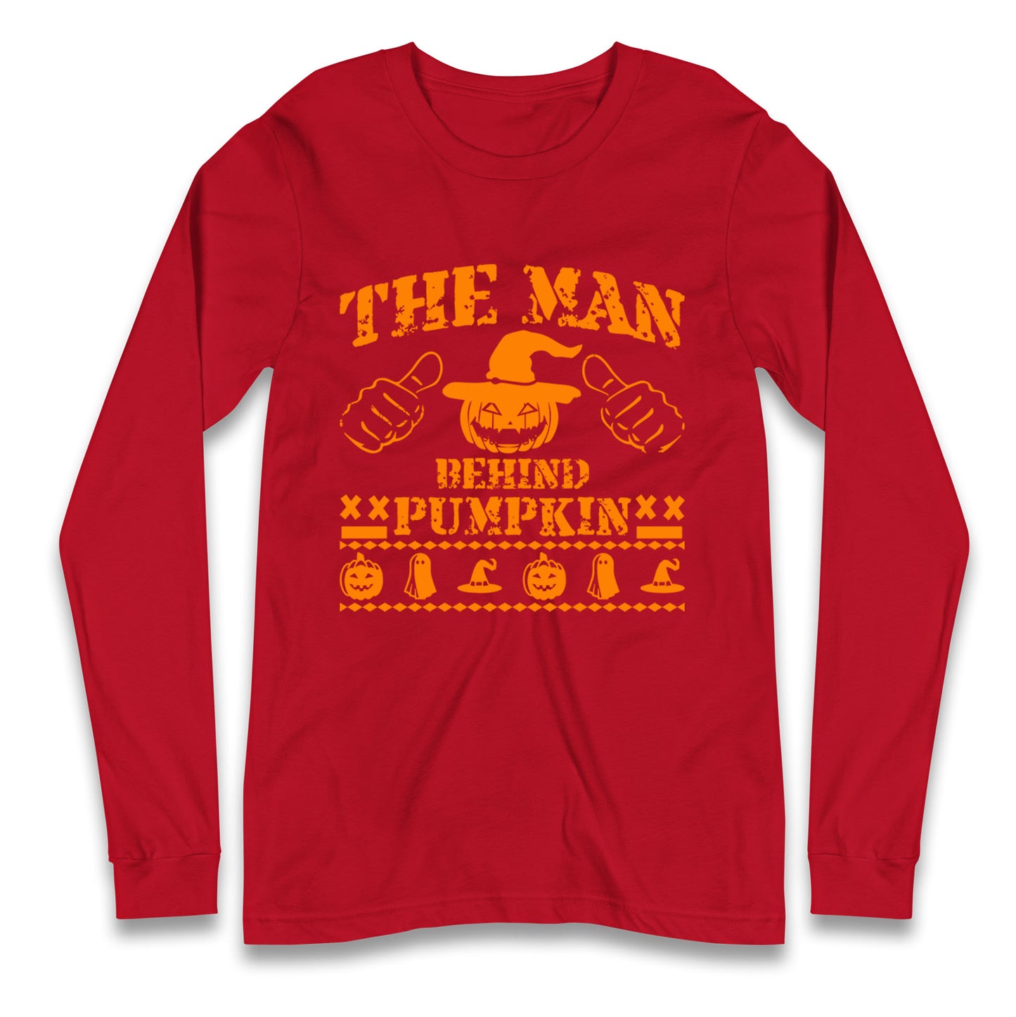 The Man Behind Pumpkin Halloween Long Sleeve T Shirt