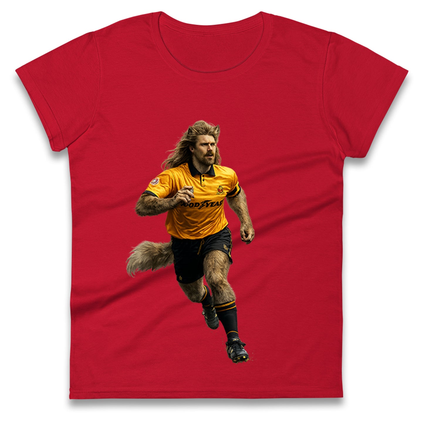 Retro John The Wolf Wolves Football Ladies T Shirt 