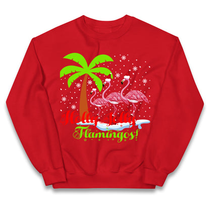 Holly Jolly Flamingos Christmas Kids Jumper