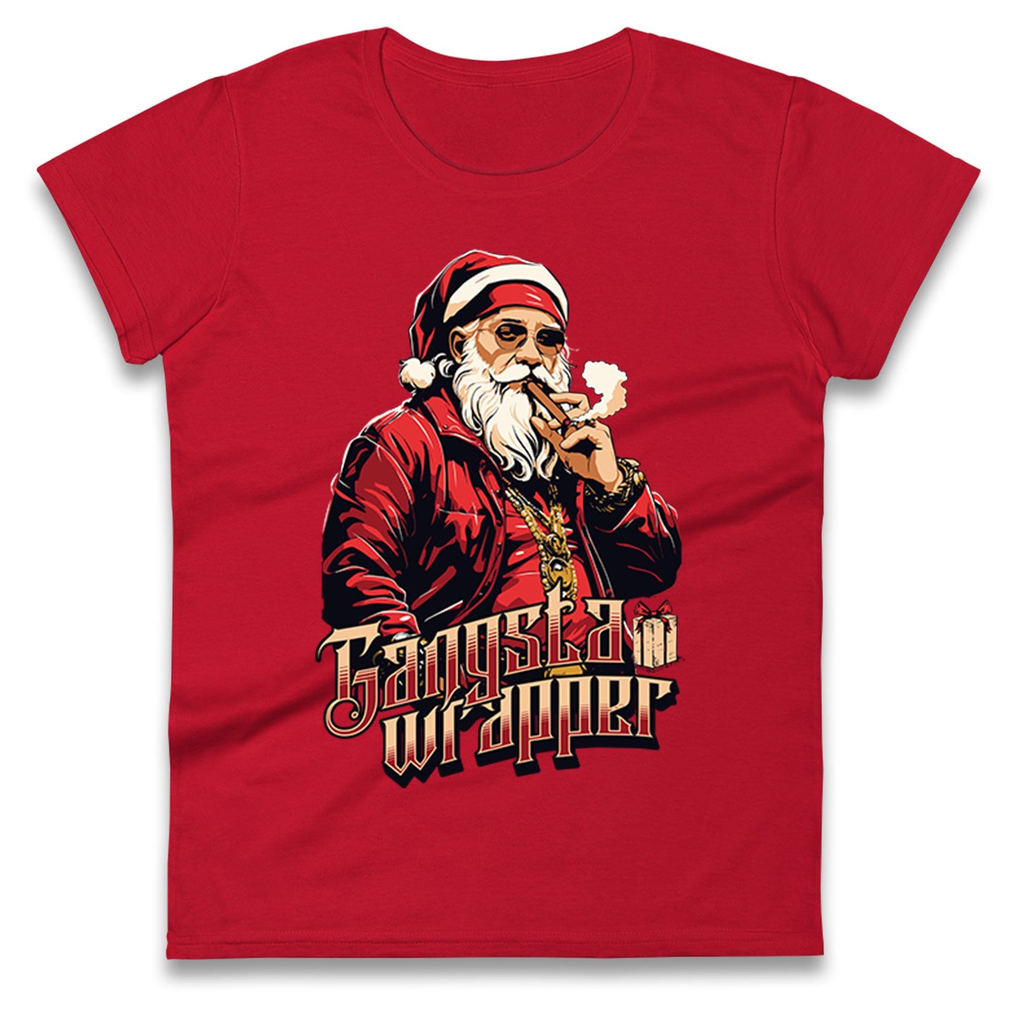 Santa Claus Gangster Ladies T Shirt