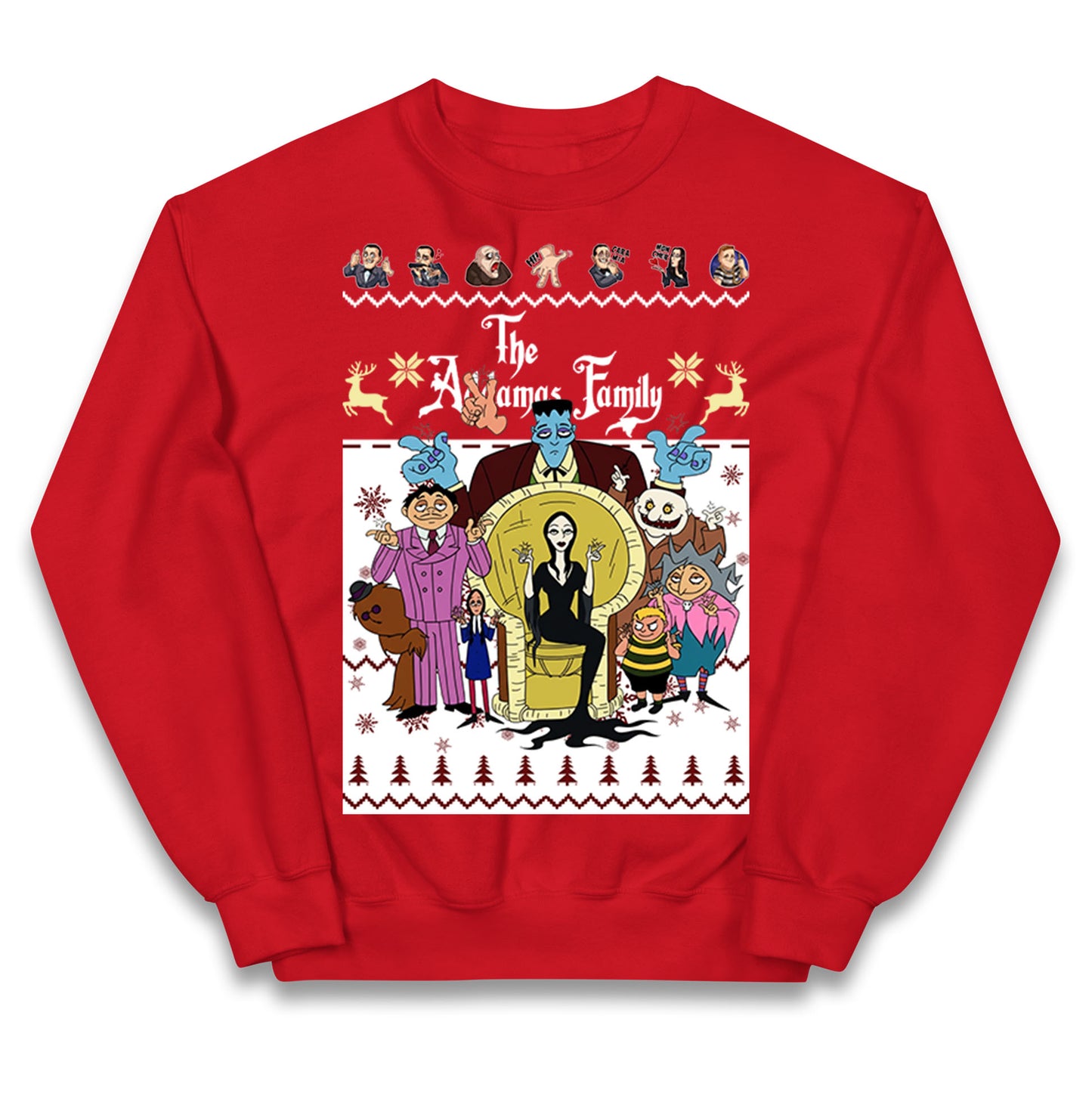 Scary Addams Christmas Kids Jumper