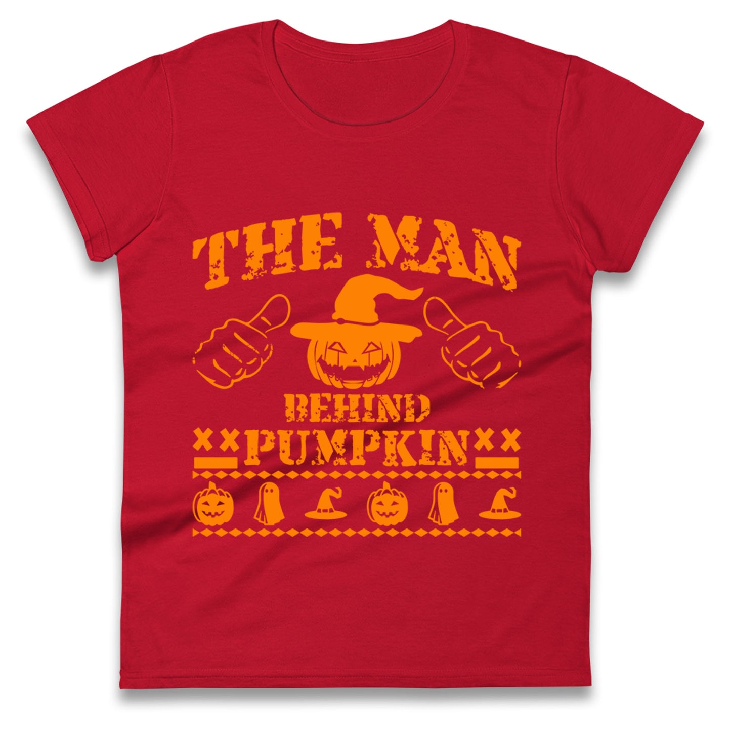The Man Behind Pumpkin Halloween Womens t shirt