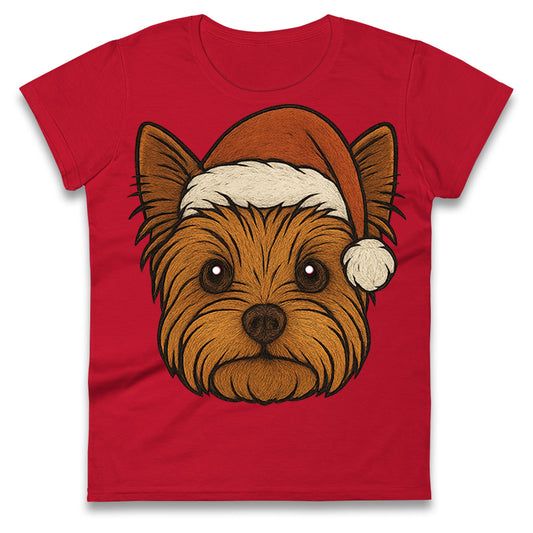 Yorkshire Terrier Christmas Ladies T Shirt 