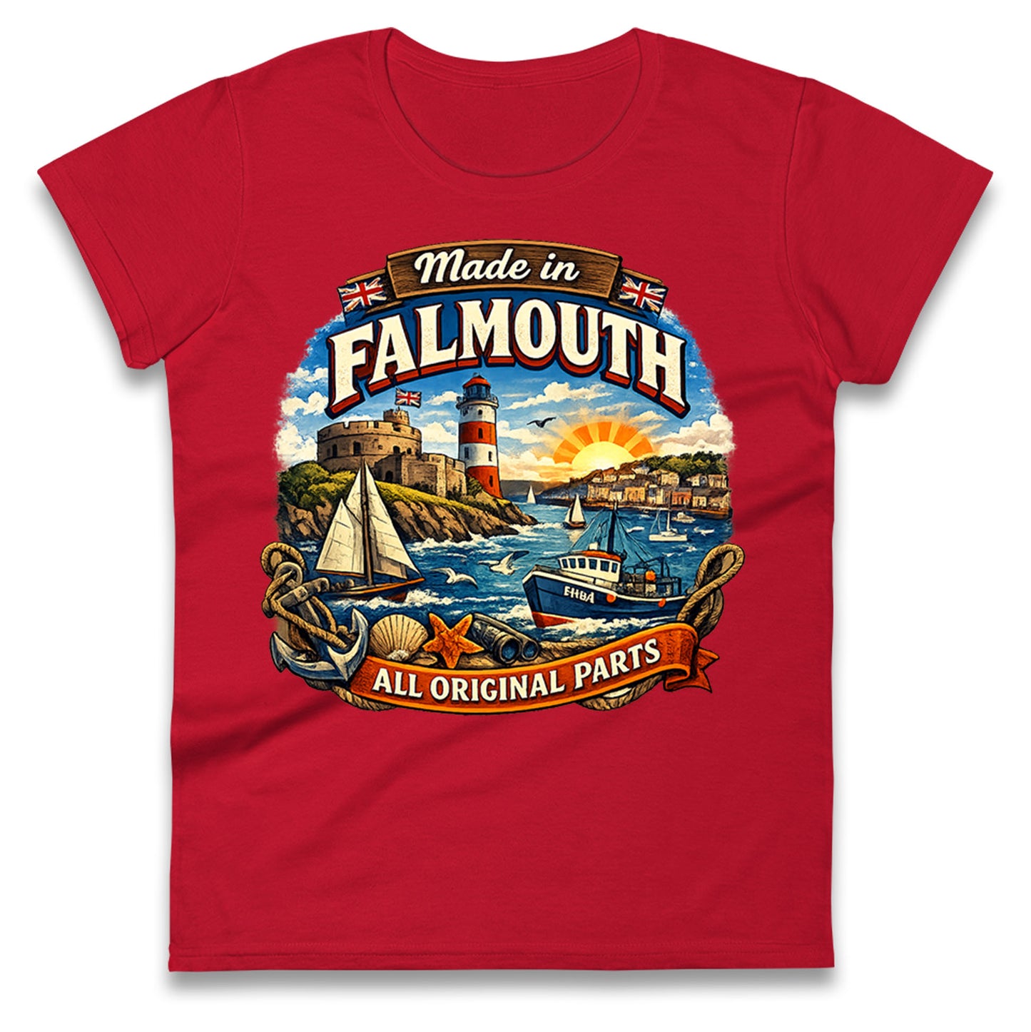 Made In Falmouth All Original Parts Ladies T Shirt