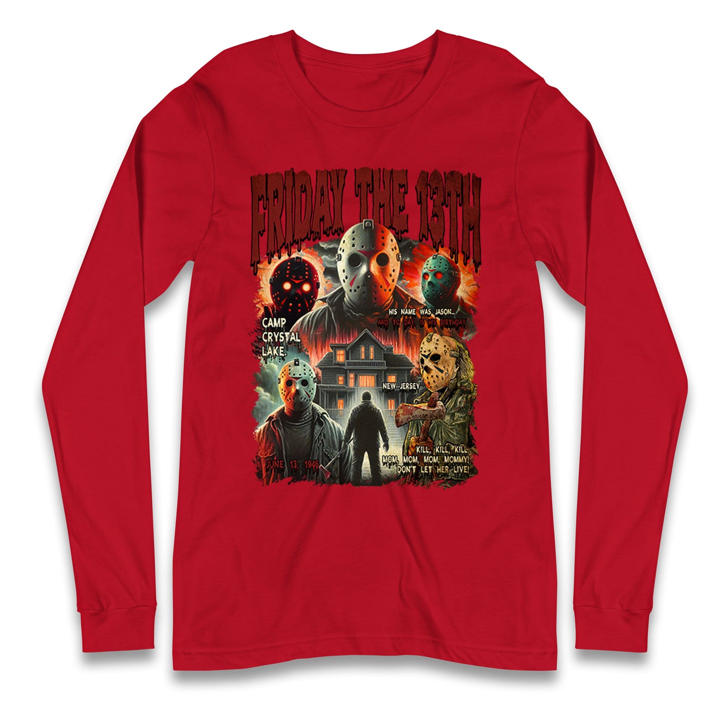 Jason voorhees Friday The 13th horror Halloween Bootleg Long Sleeve T Shirt