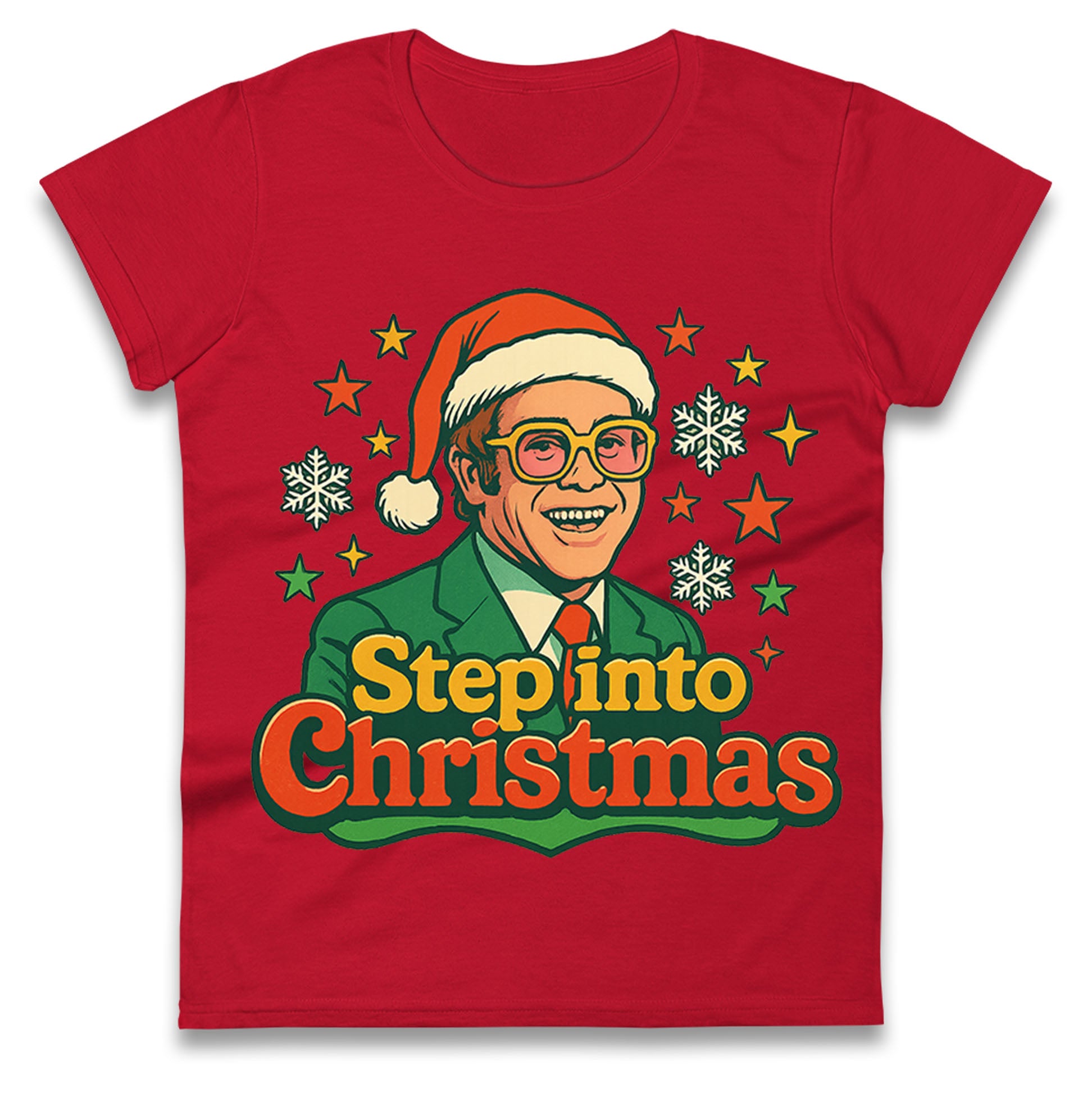 Elton John Christmas Ladies T Shirt 