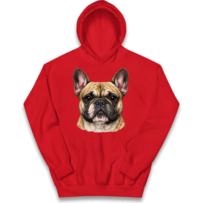 French Bulldog Face Kids Hoodie