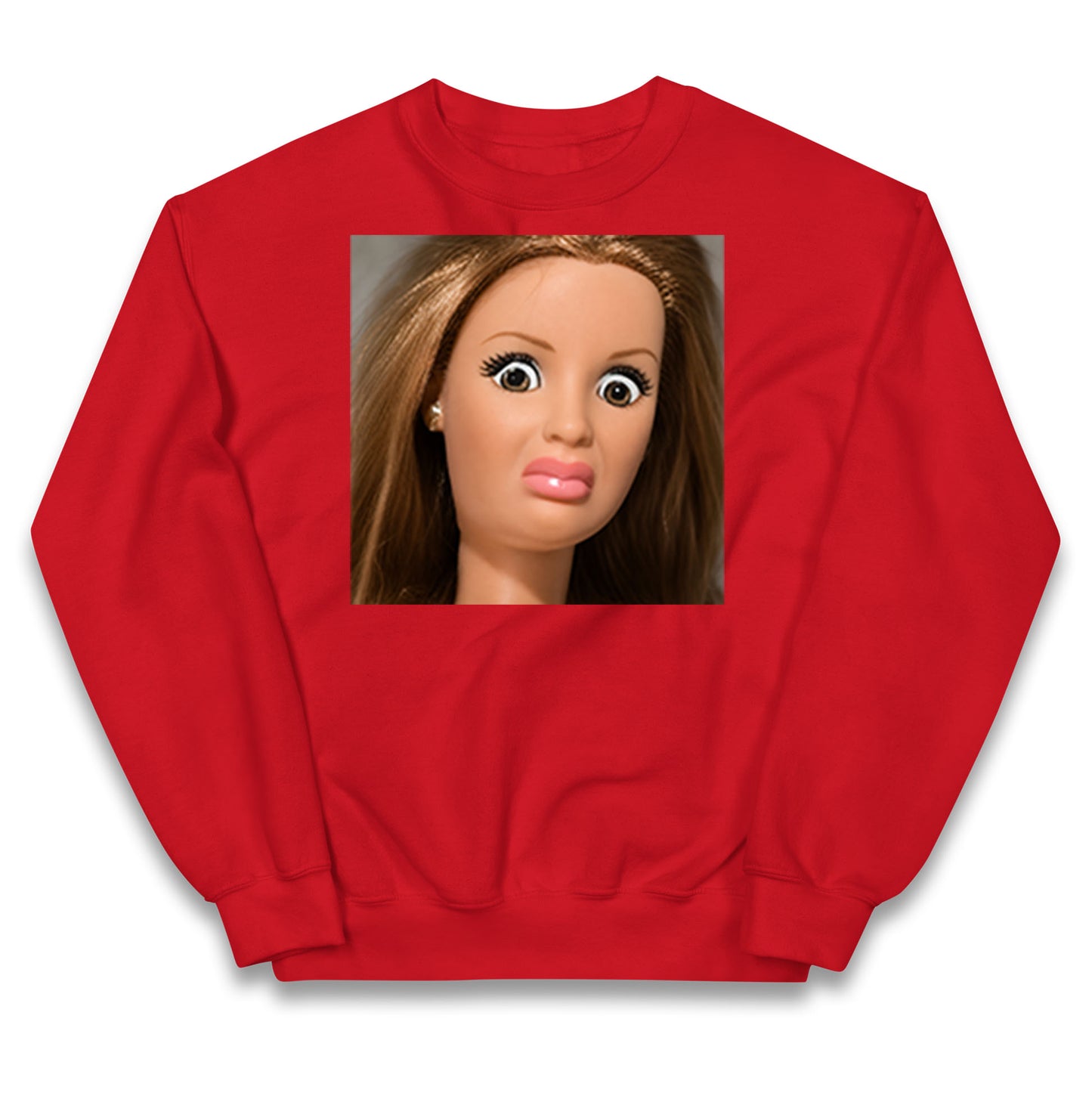 Distressed Doll Face Meme Kids Jumper