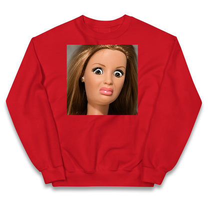 Distressed Doll Face Meme Kids Jumper