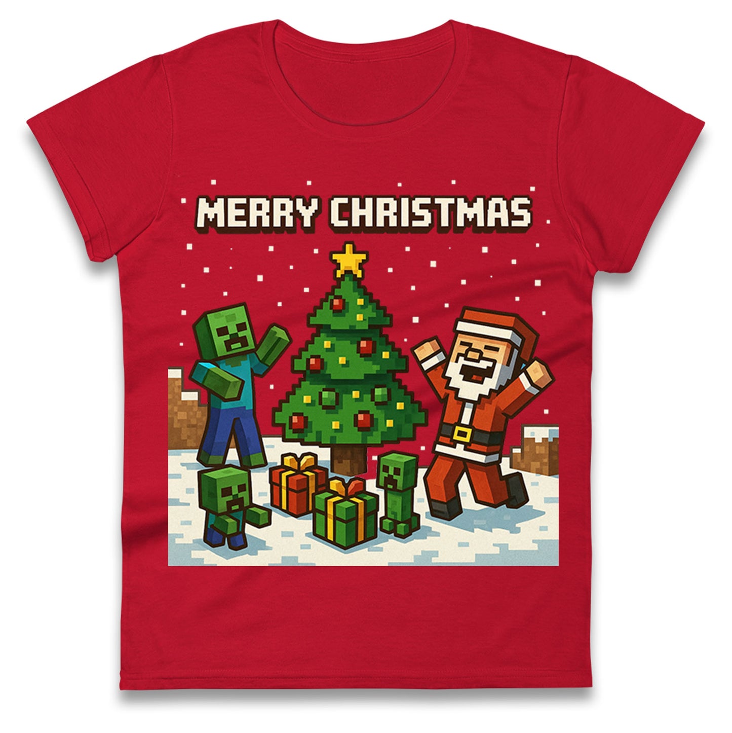 Minecraft Christmas Ladies T Shirt 