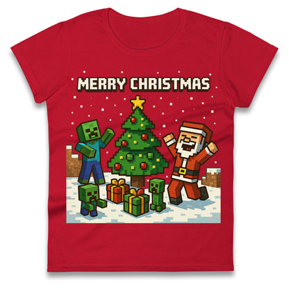Minecraft Christmas Ladies T Shirt 