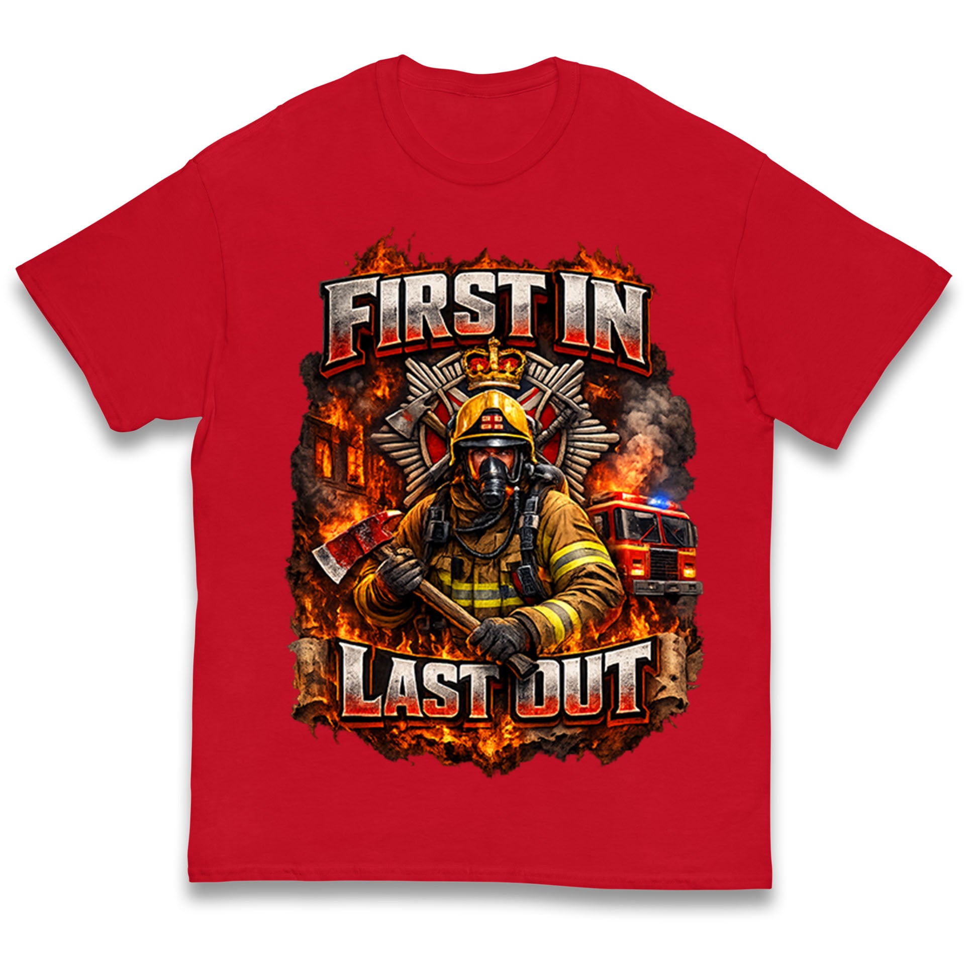 Firefighter First in Last Out Kids T Shirt