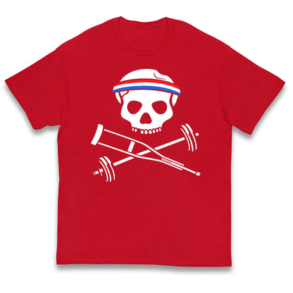 Johnny Knoxville Crutch Barbell and Bones Kids T Shirt 