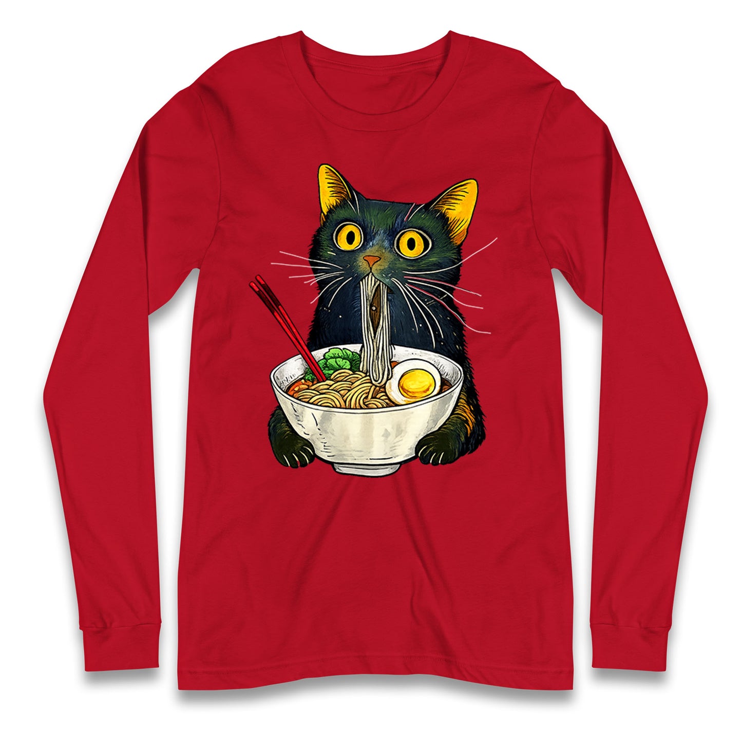 Ramen Noodle Black Cat Foodie  Longsleeve T Shirt 
