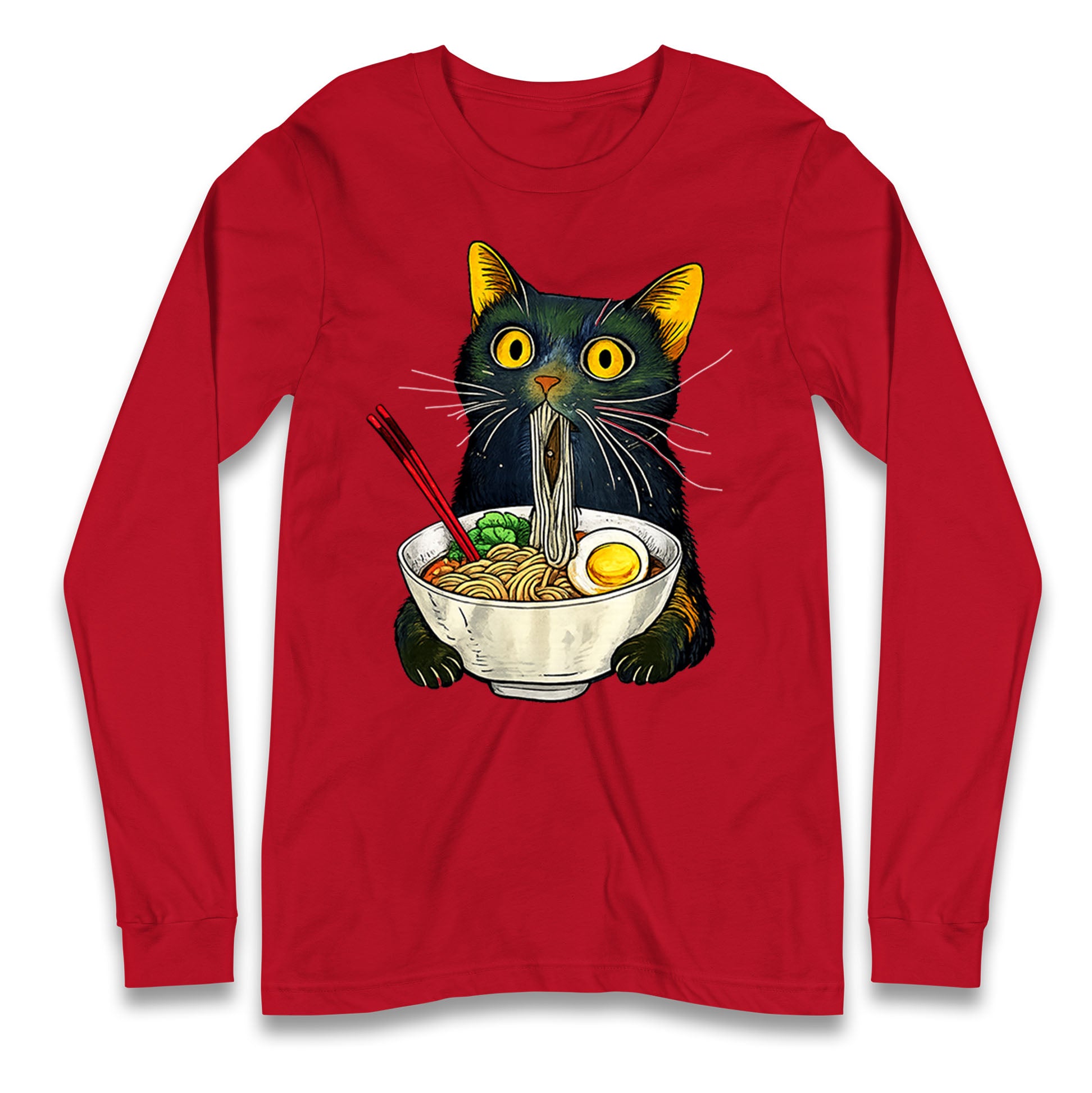 Ramen Noodle Black Cat Foodie  Longsleeve T Shirt 