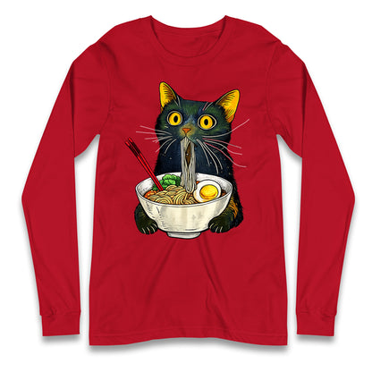 Ramen Noodle Black Cat Foodie  Longsleeve T Shirt 