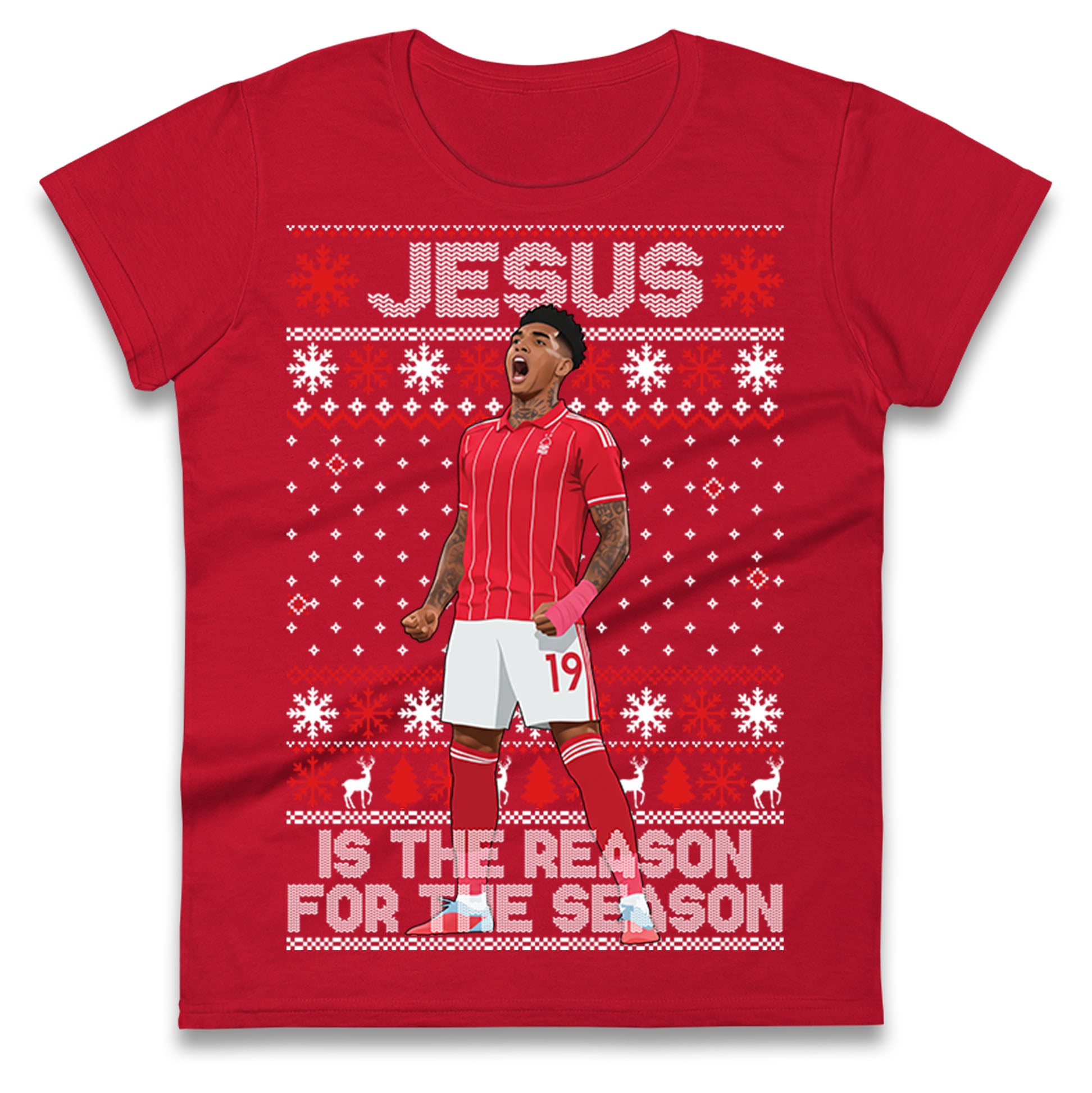 Nottm Forest FC Christmas Ladies T Shirt