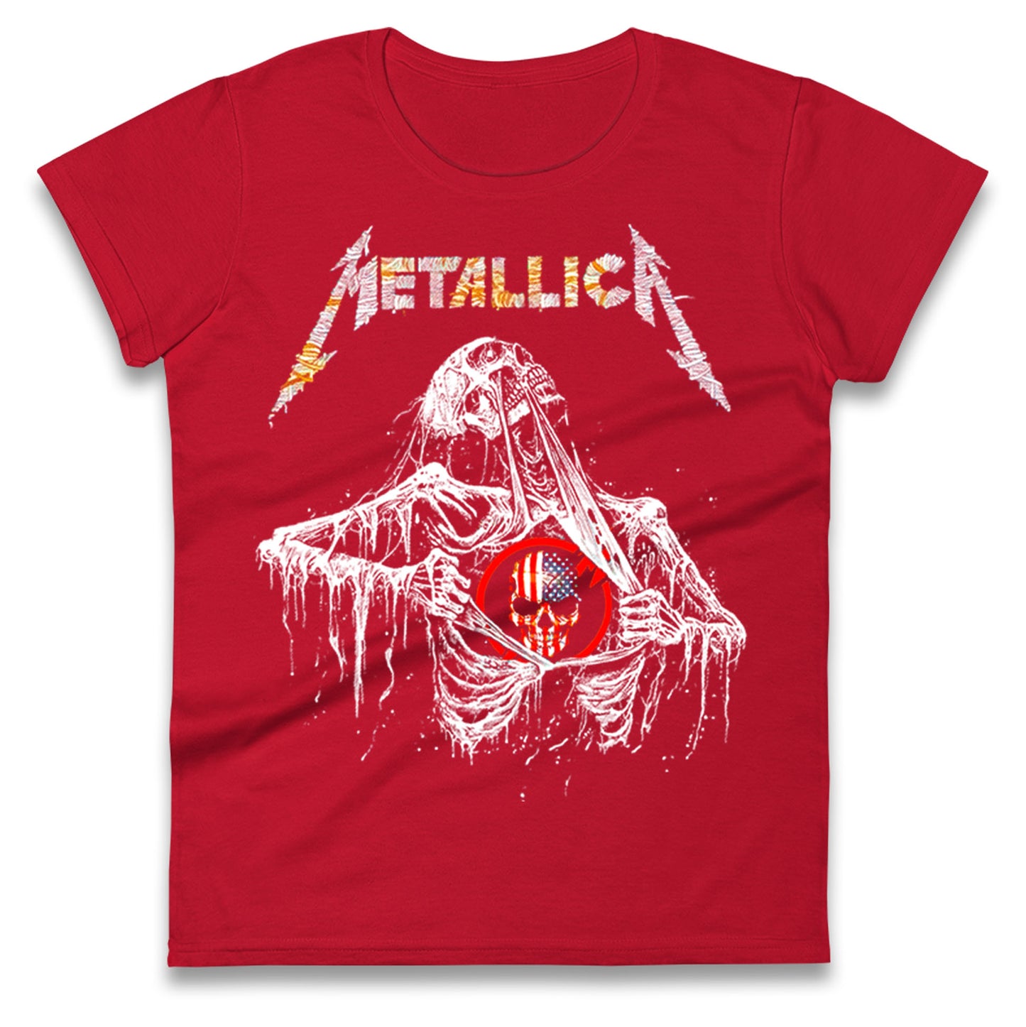 Metallica USA Skull Ladies T Shirt 