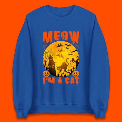 Meow I'm A Cat Halloween Black Cat Horror Scary Haunted House Unisex Sweatshirt