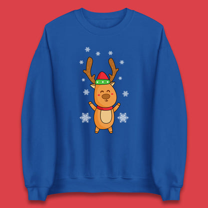 christmas reindeer with santa hat sweatshirt
