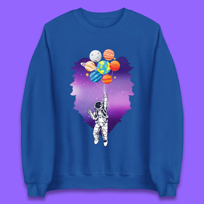 Astronaut Space Planets Balloons Unisex Sweatshirt