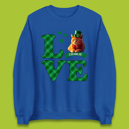 Personalised Love St. Patrick's Cat Unisex Sweatshirt