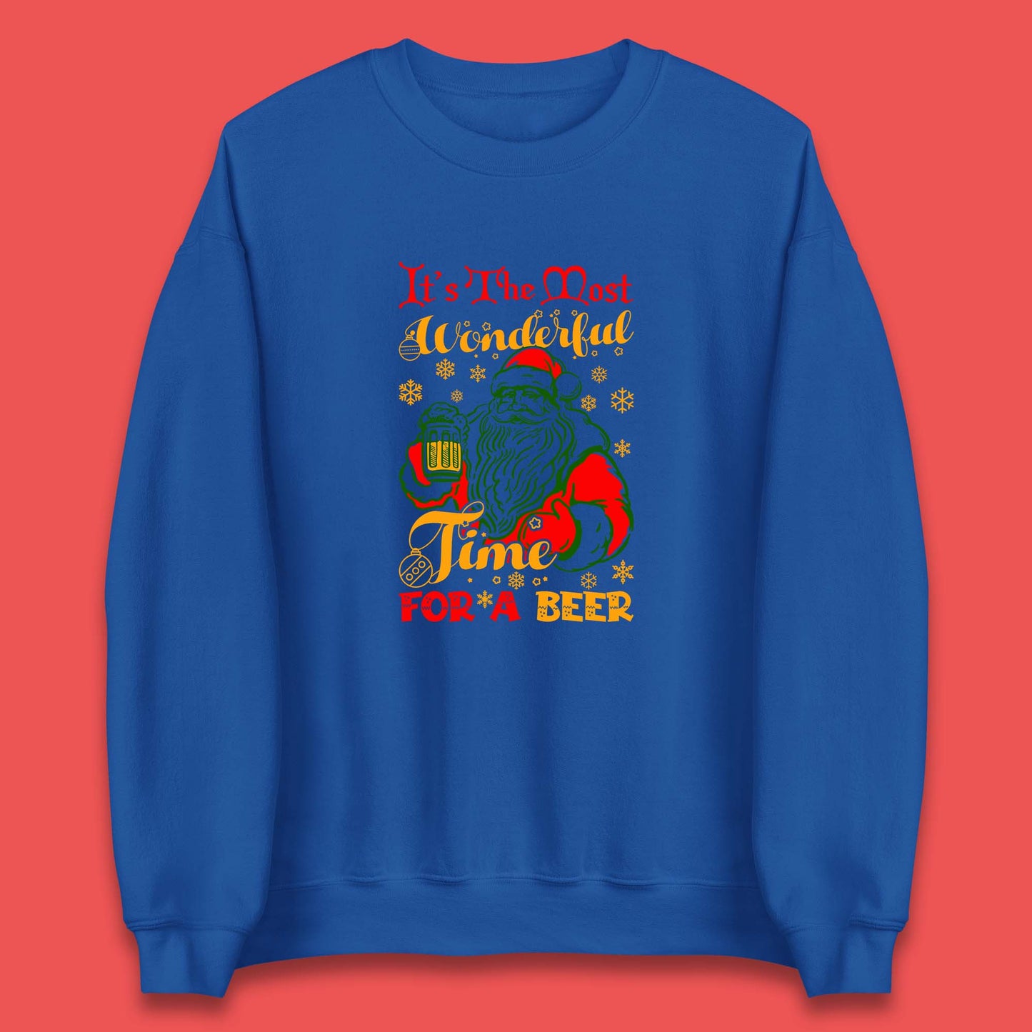 santa drinking beer sweatshirt