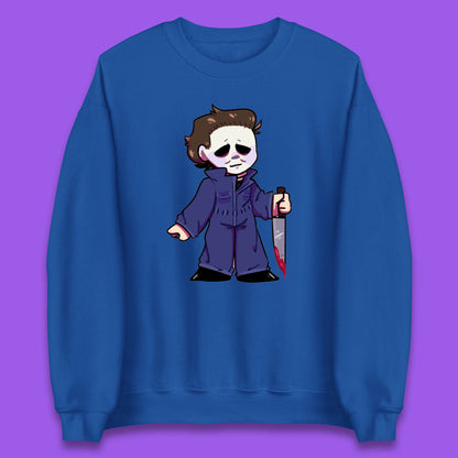 Chibi Michael Myers Holding Bloody Knife Halloween Serial Killer Horror Movie Character Unisex Sweatshirt