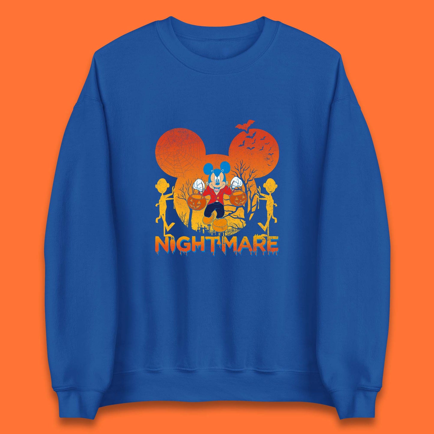 Halloween Nightmare Disney Mickey Mouse Holding Pumpkin Bucket Horror Scary Disneyland Trip Unisex Sweatshirt