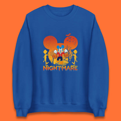 Halloween Nightmare Disney Mickey Mouse Holding Pumpkin Bucket Horror Scary Disneyland Trip Unisex Sweatshirt