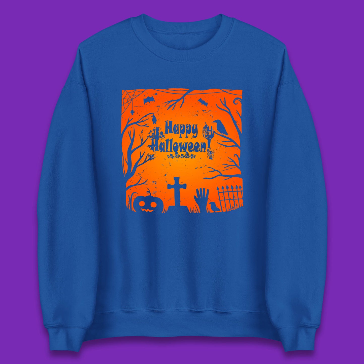 Happy Halloween Witch Hand Cross Sign Scary Pumpin Spooky Terrific Halloween Night Unisex Sweatshirt