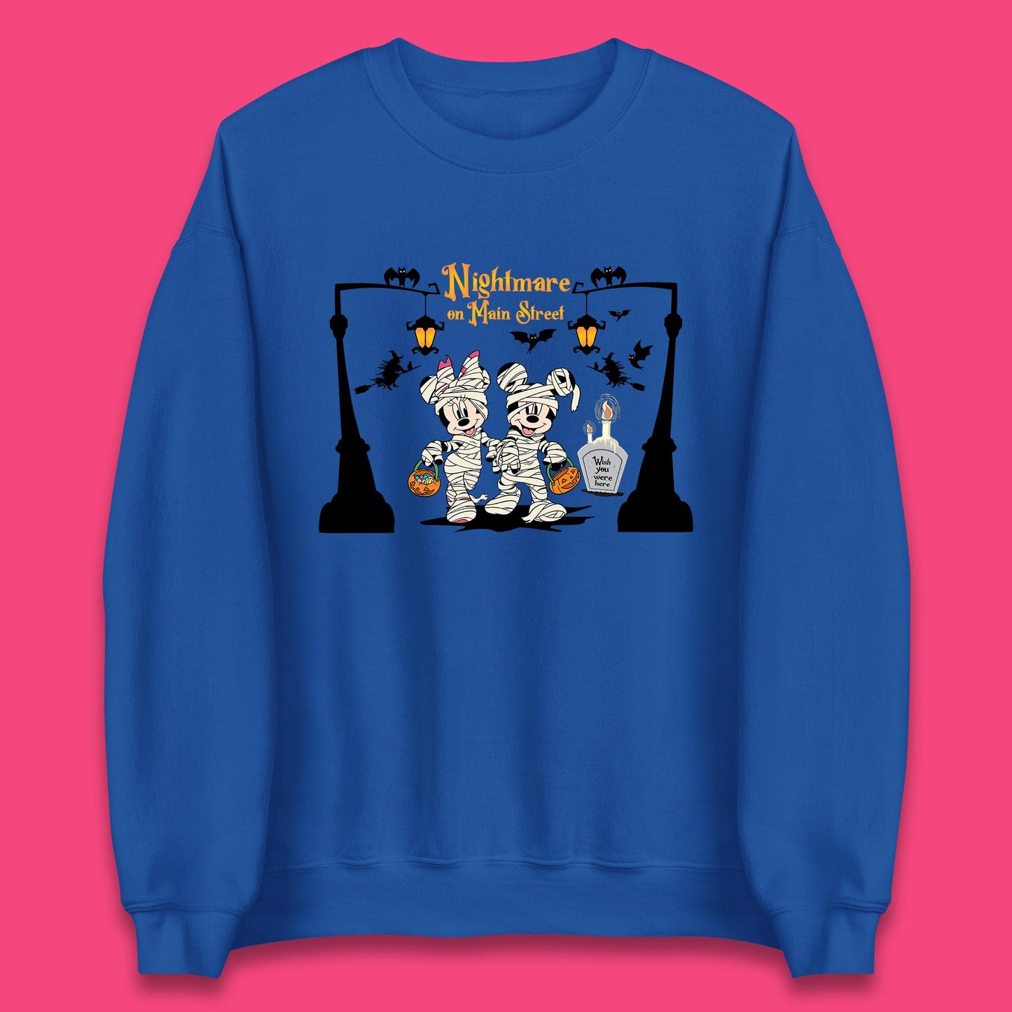 Nightmare On Main Street Disney Halloween Mickey Minnie Mouse Mummy Disneyland Trip Unisex Sweatshirt