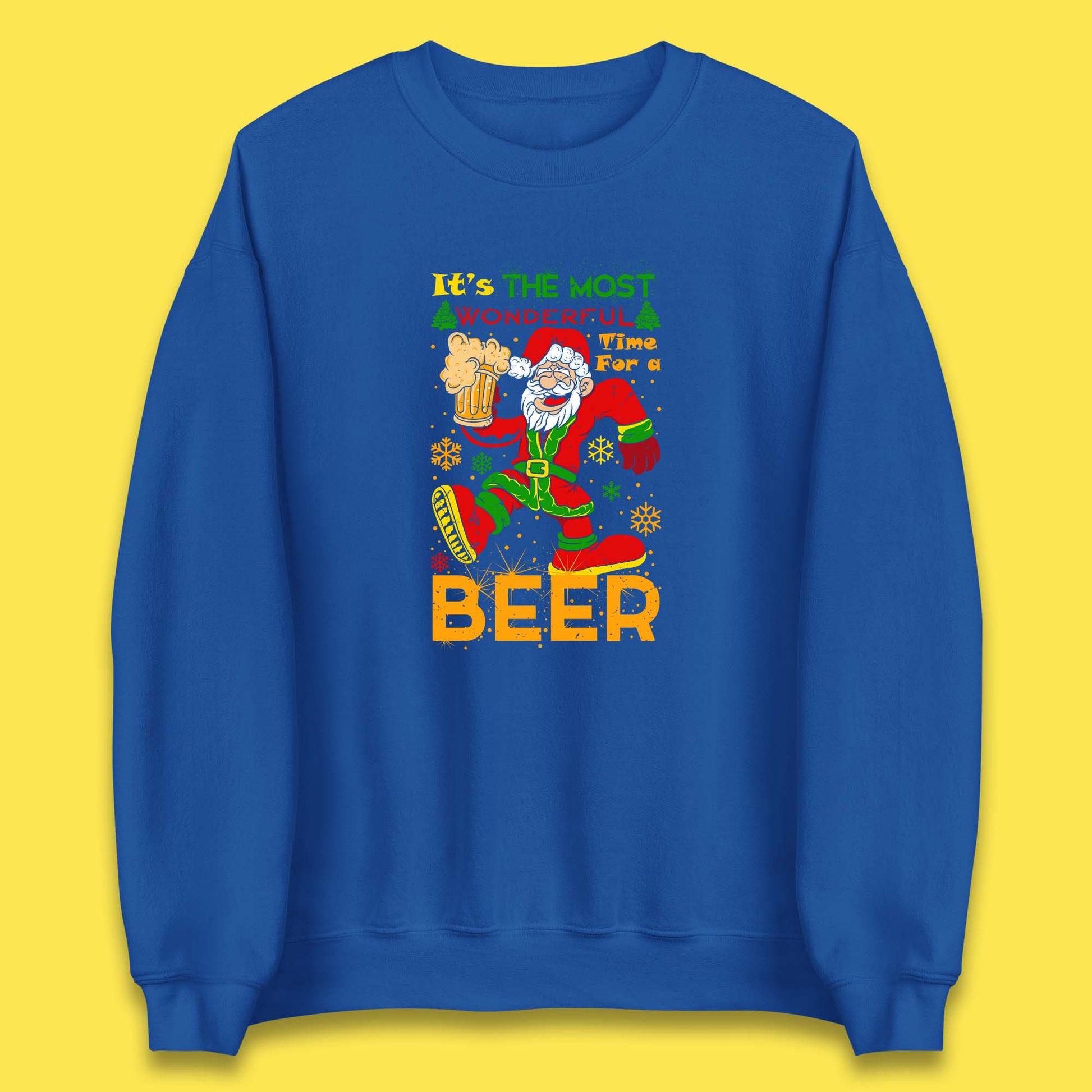 santa drink beer sweatshirt