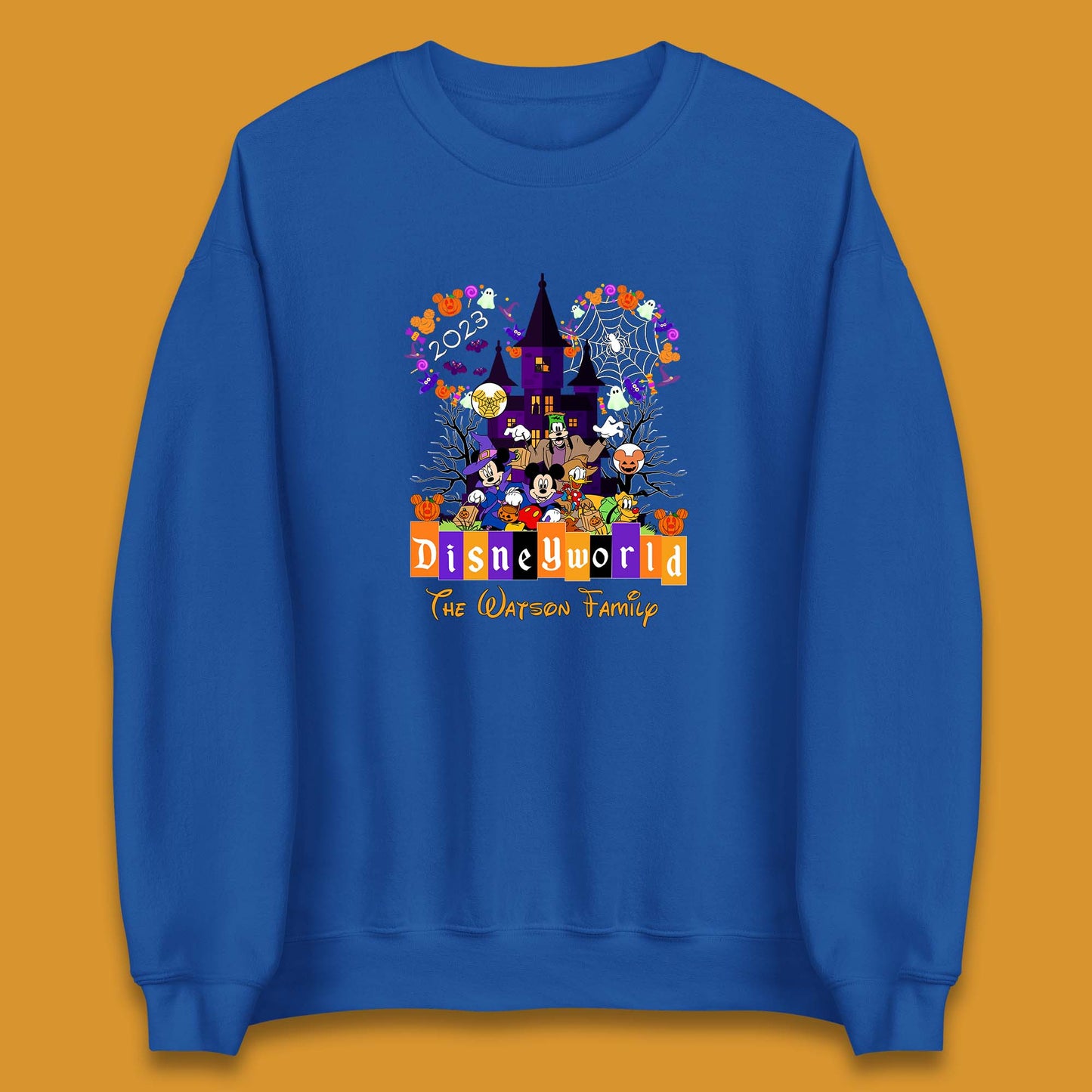 Personalised Disneyworld Halloween Family Disneyland Castle Mickey And Friends Disney Trip Unisex Sweatshirt