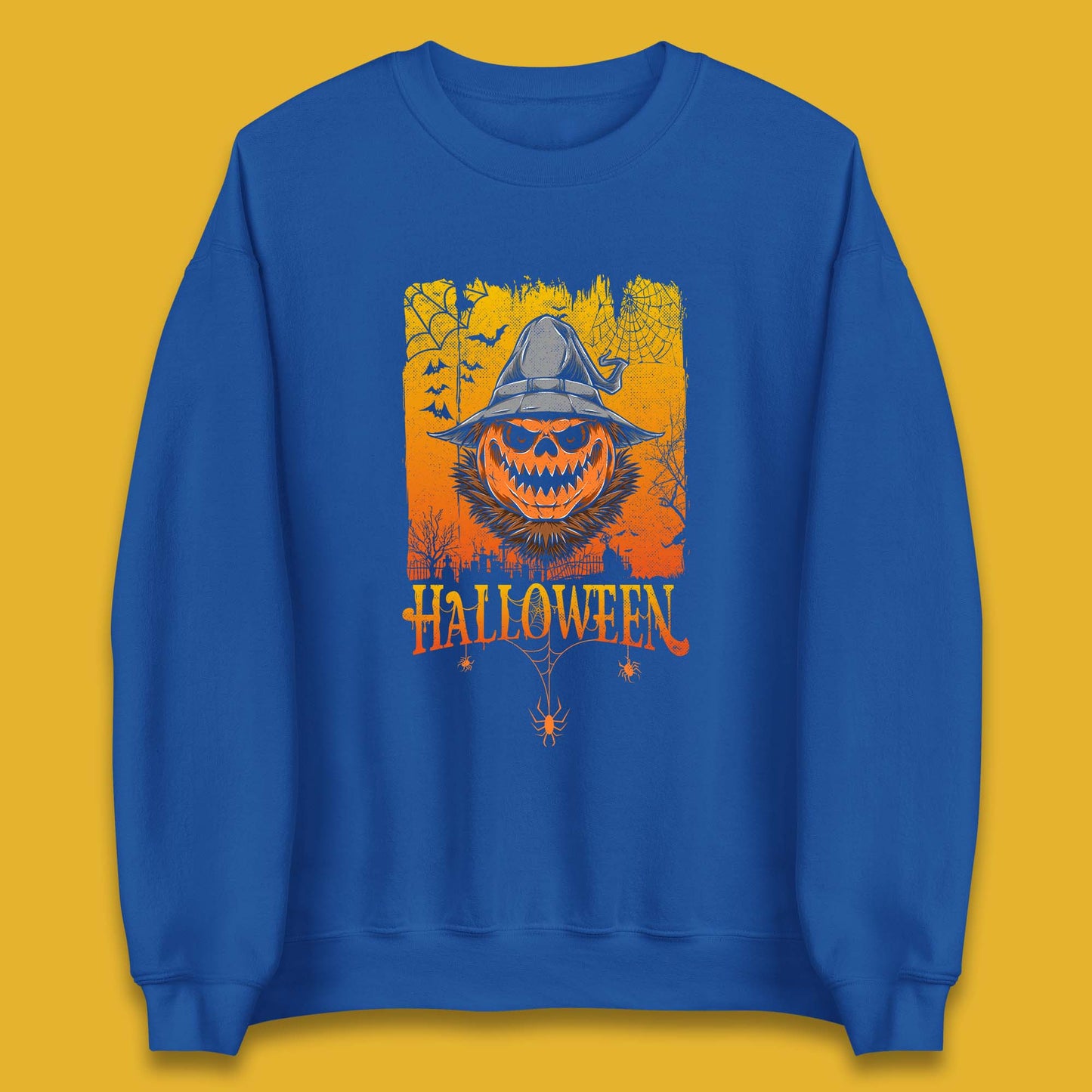 Angry Halloween Scary Evil Pumpkin Funny Pumpkin Head With Fire Eyes Scary Spooky Season Unisex Sweatshirt