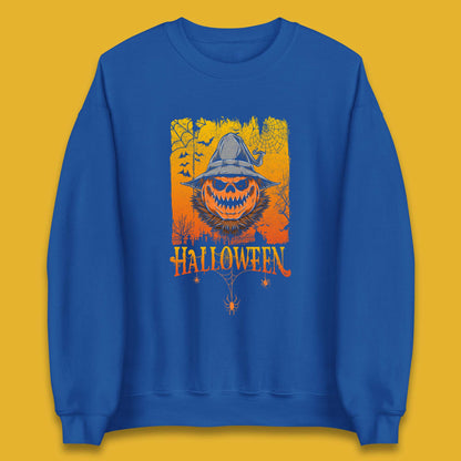 Angry Halloween Scary Evil Pumpkin Funny Pumpkin Head With Fire Eyes Scary Spooky Season Unisex Sweatshirt